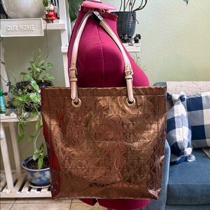 Michael Kors Signature Mirror Metallic PVC N/S Tote- preloved